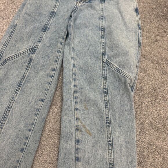 Free People Acid Wash High Rise Tapered Leg Mom Denim Jeans Womens 24 Button Fly - Picture 5 of 16
